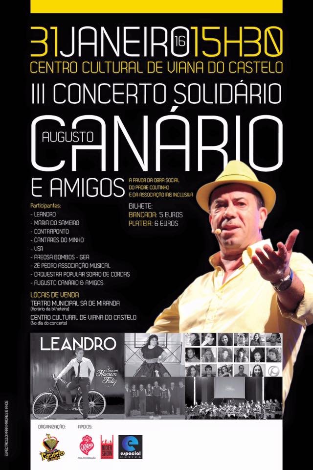 Centro Cultural de Viana acolhe ‘III Concerto Solidário Augusto Canário e Amigos’