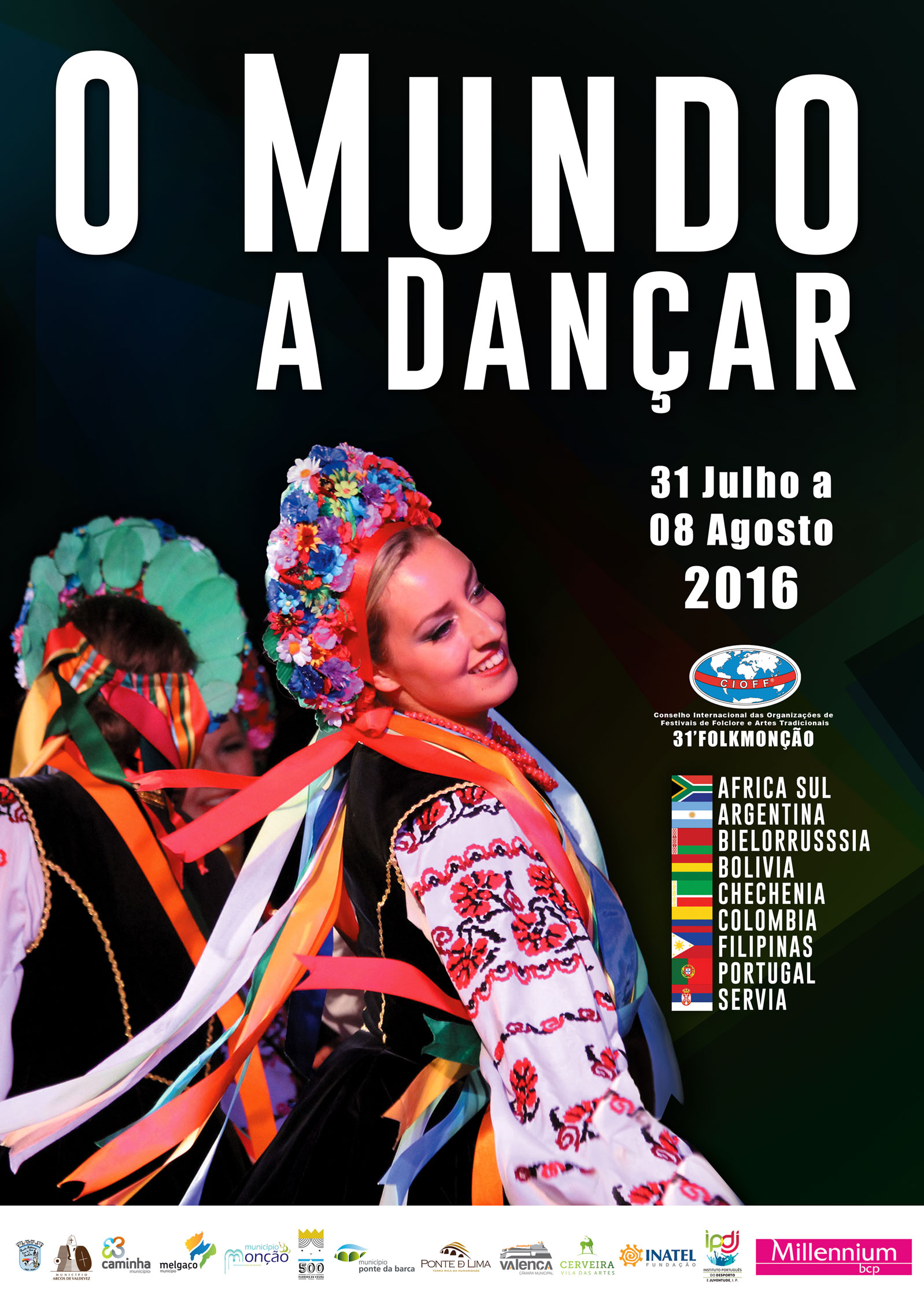Mais de 300 bailarinos de nove países animam edição 2016 do FolkMonção