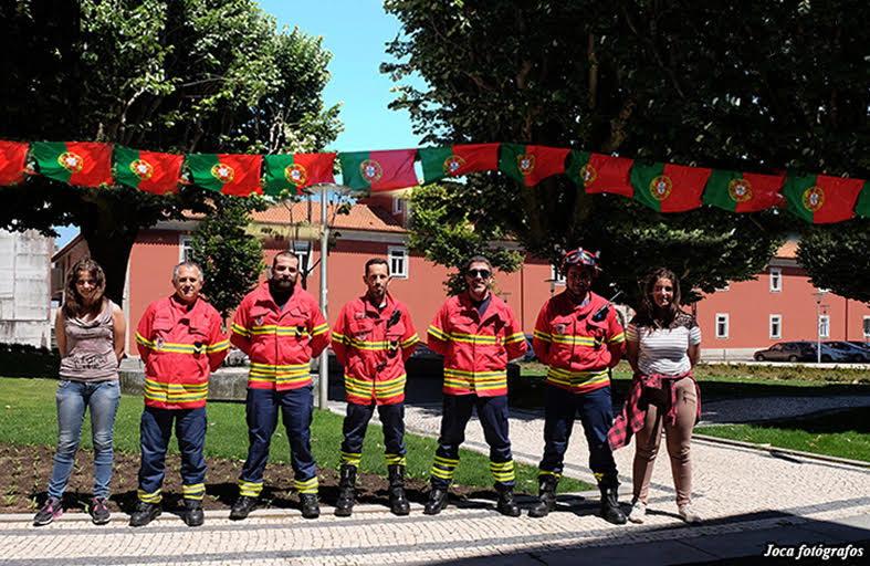 Bombeiros de Viana sobem às árvores para colocar bandeiras de Portugal