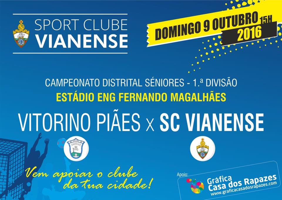 Vianense desloca-se domingo ao terreno do Piães