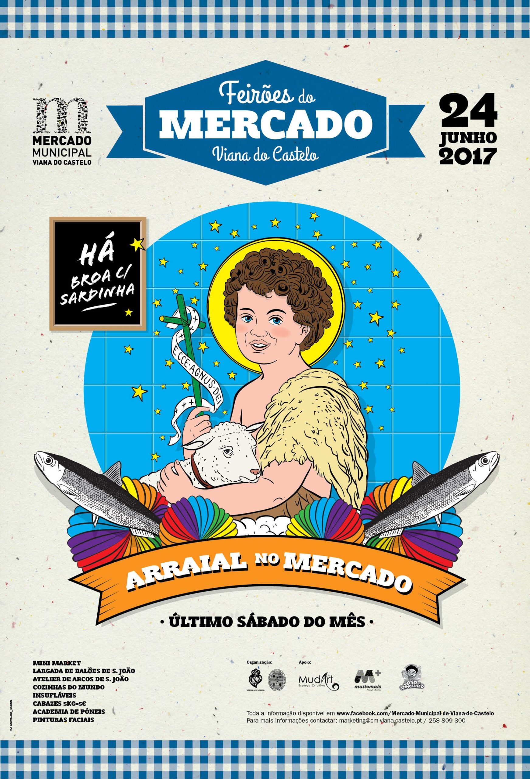 Feirão mensal do mercado municipal de Viana com arraial minhoto