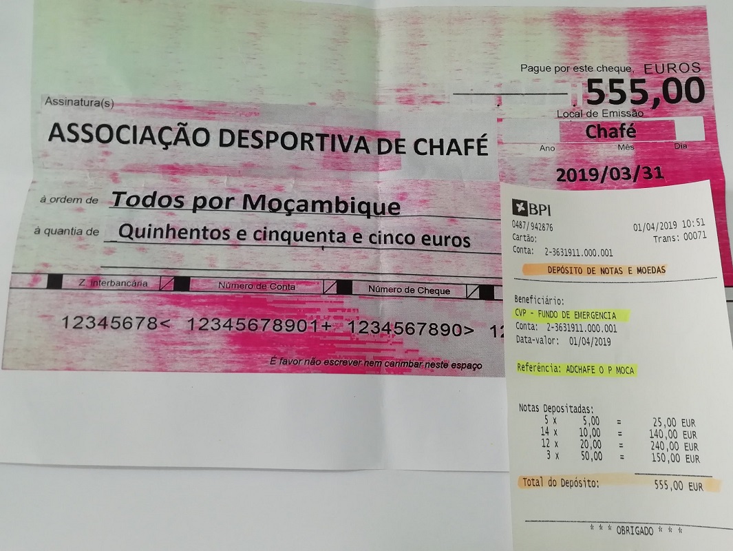 Associação Desportiva de Chafé junta 555 euros para ajudar Moçambique