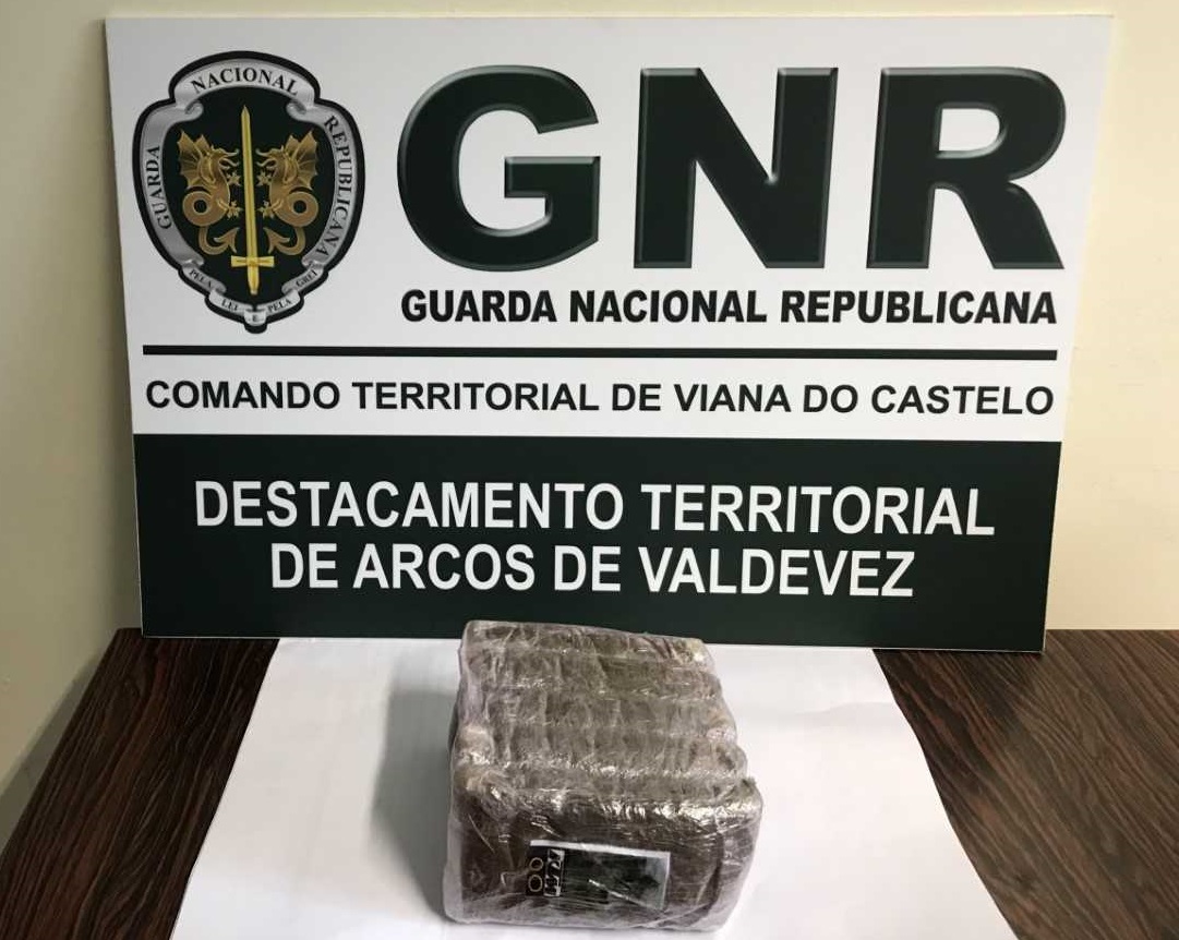 GNR detém homem em Ponte de Lima com 1.022 doses de haxixe