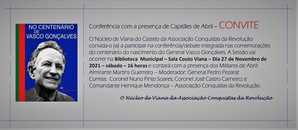 Viana do Castelo: Biblioteca Municipal acolhe conferência sobre o General Vasco Gonçalves