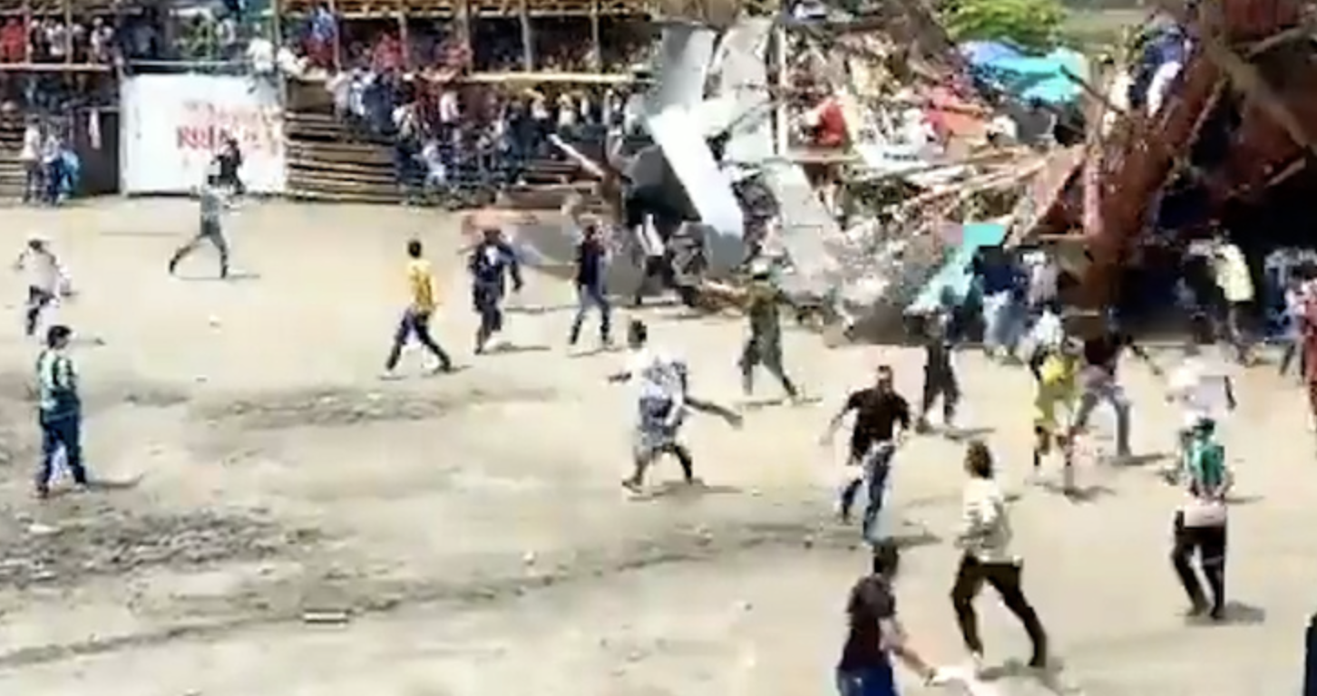 Vídeo mostra momento do desabamento de bancada durante tourada. Há cinco mortos