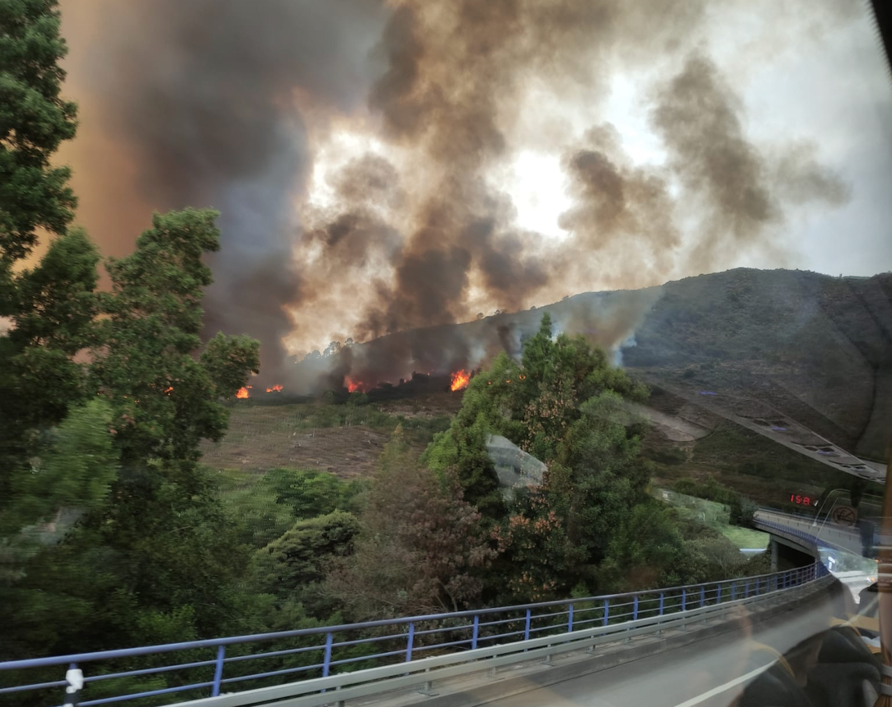 CAMINHA: A28 cortada ao trânsito devido ao incêndio florestal de Vilar de Mouros