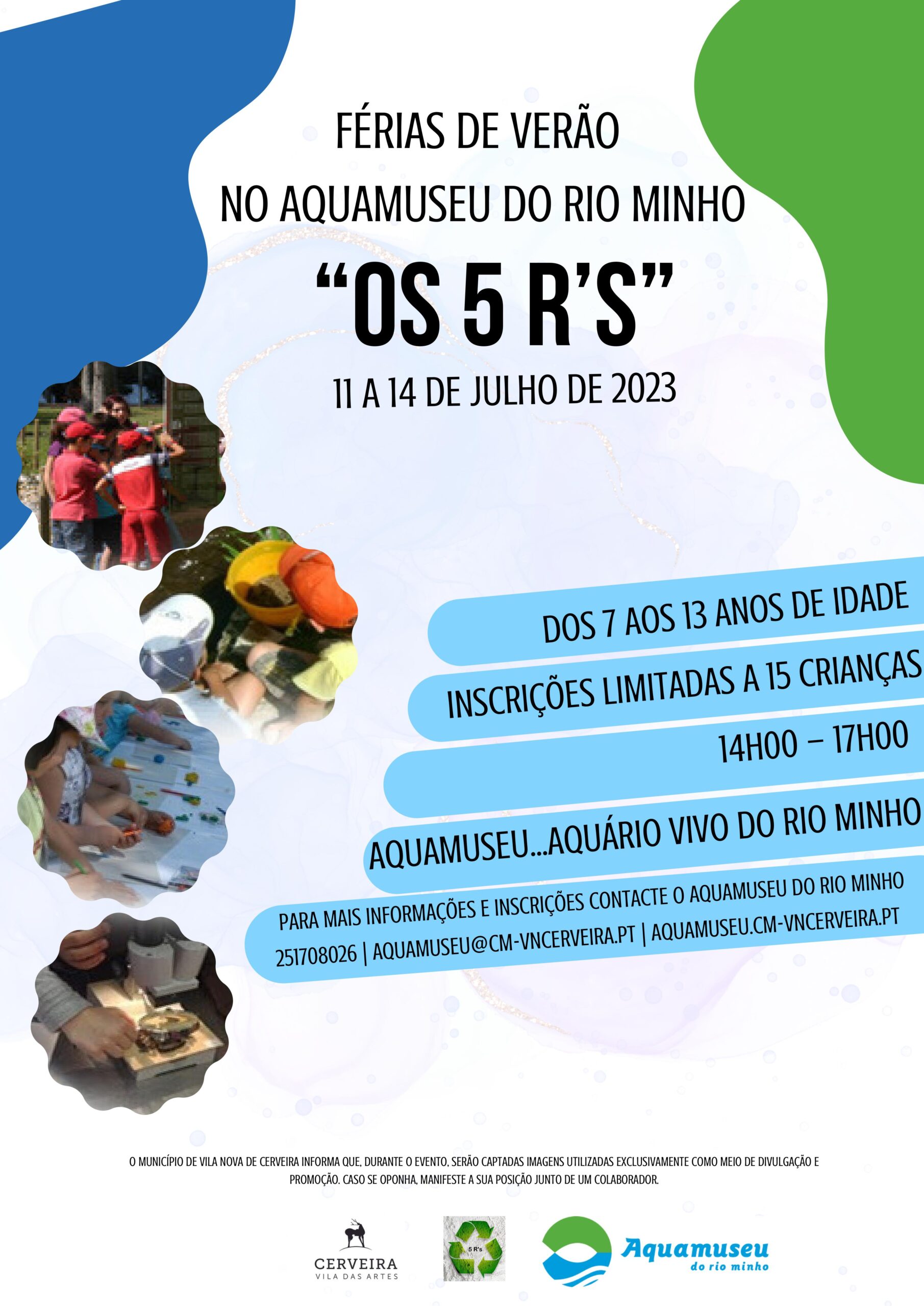 Cartaz Férias de Verão no Aquamuseu do Rio Minho “Os 5 R’s”