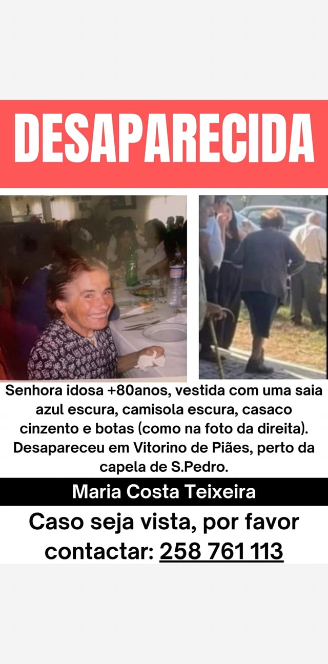 Senhora desaparecida Vitorino de Piães