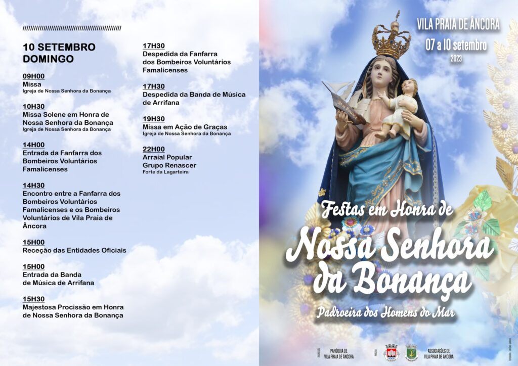 Festas em Honra de Nossa Senhora da Bonança! Eis a programação