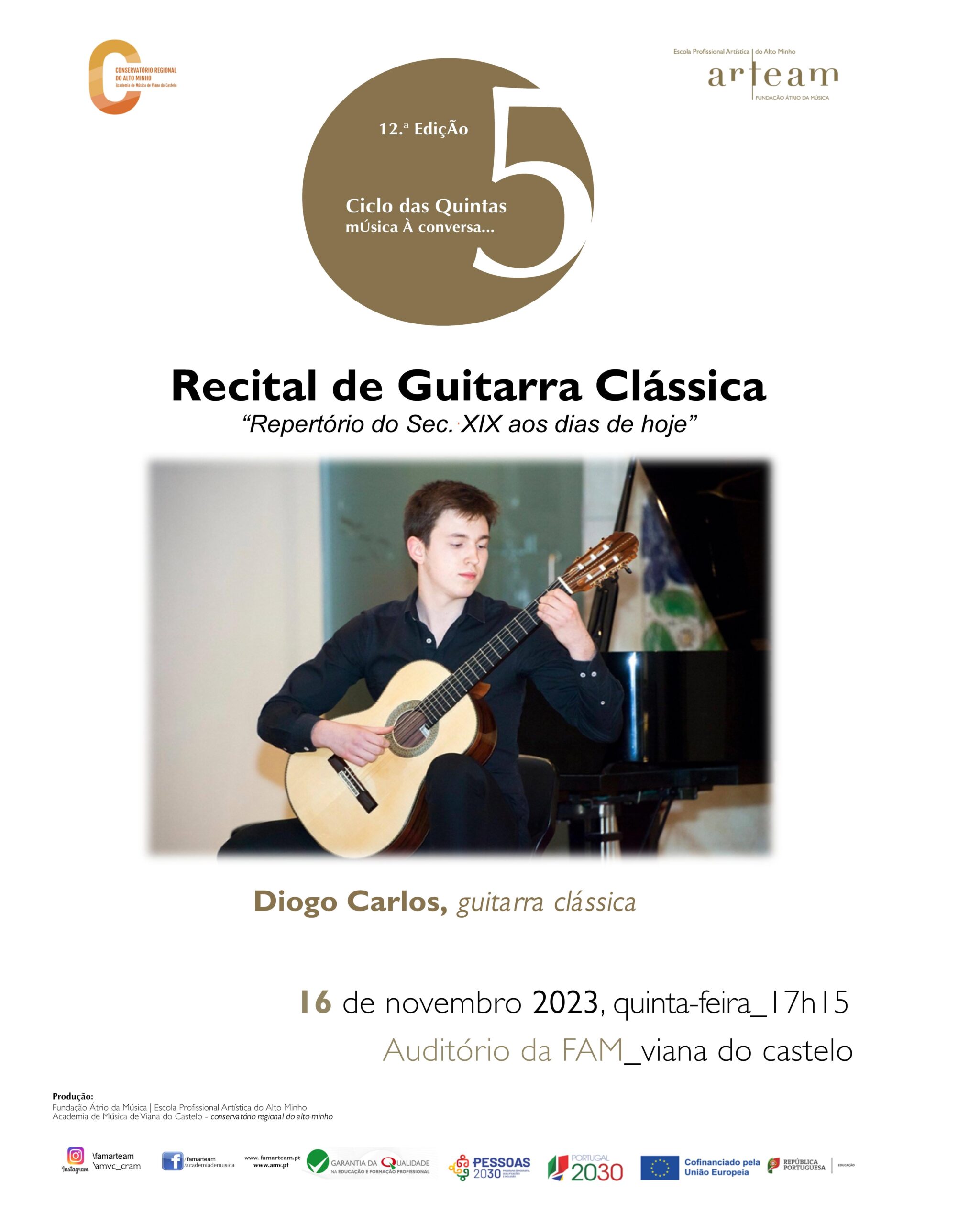 Recital de guitarra clássica com Diogo Carlos