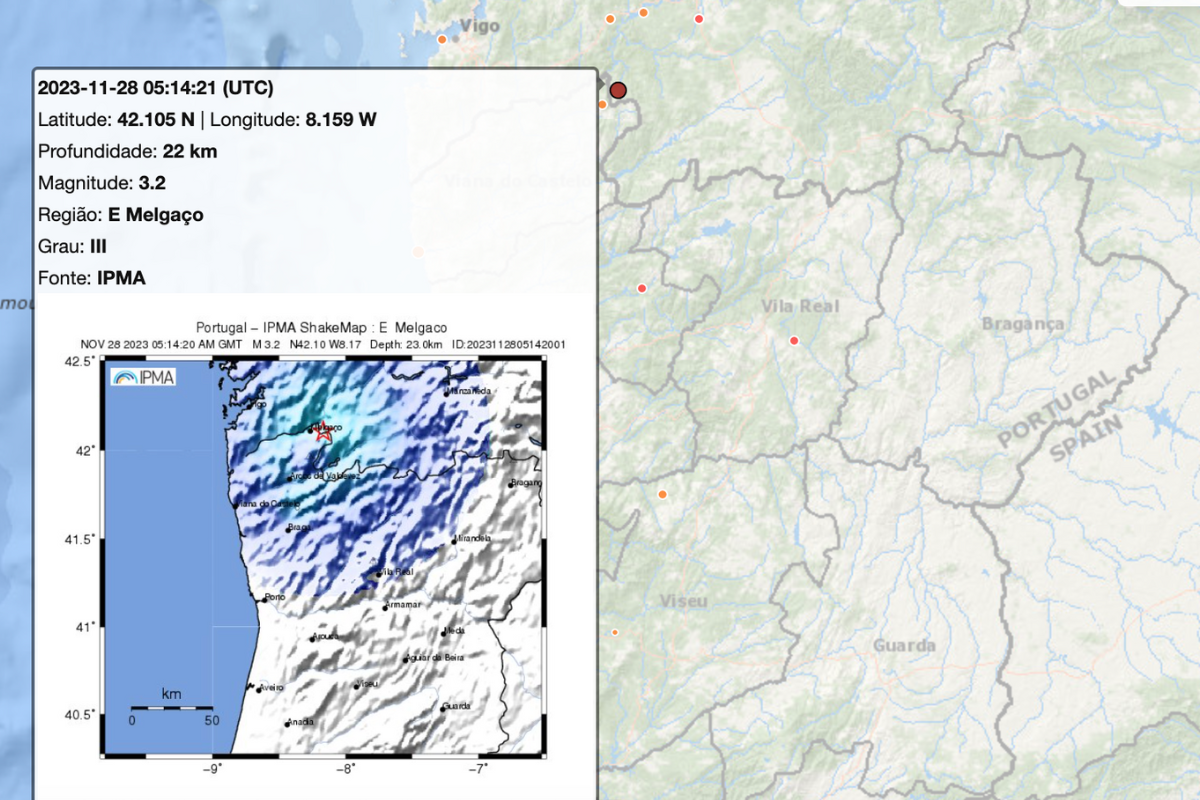 Sismo de 3,3 na Escala de Richter sentido perto de Melgaço