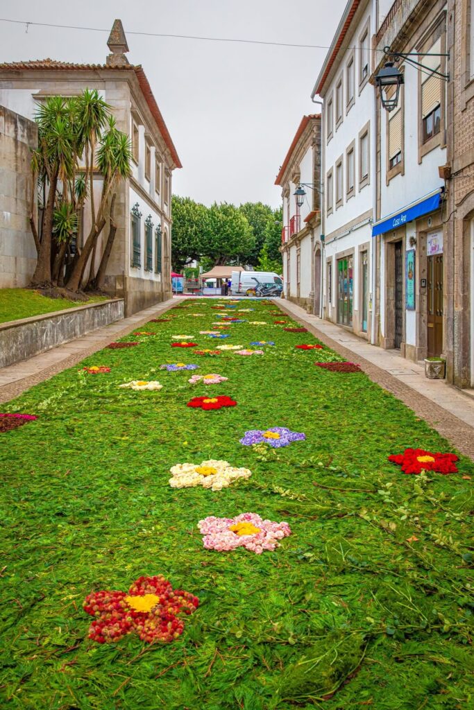 Tapetes floridos cobrem ruas de Caminha