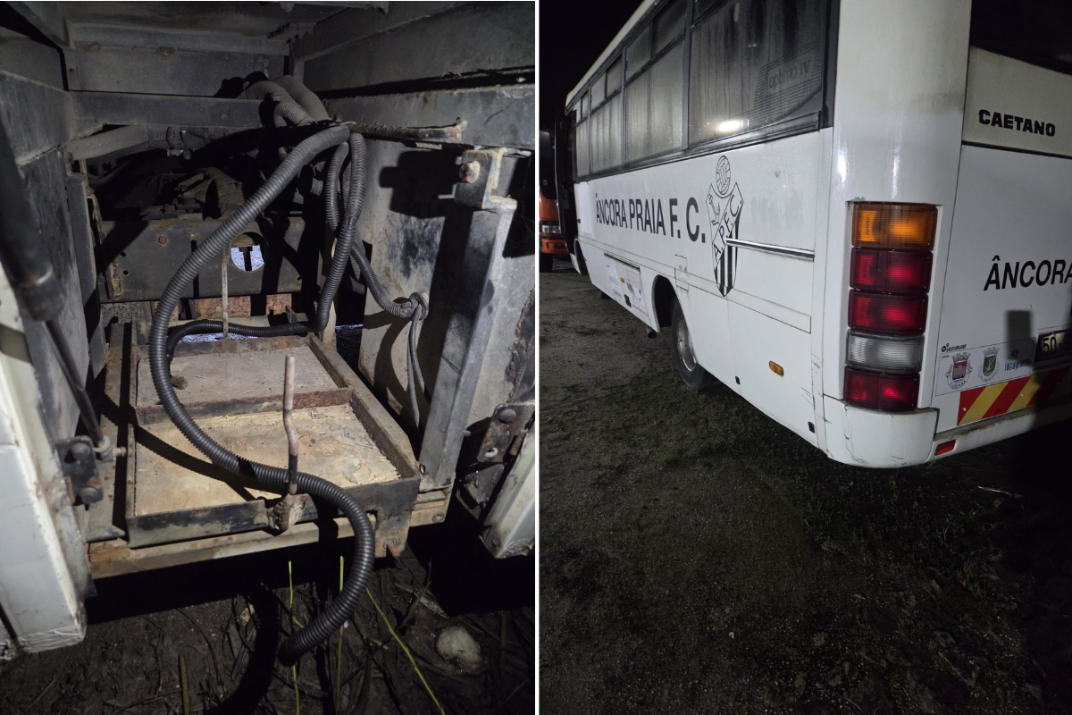 Autocarro do Âncora Praia FC vandalizado e alvo de furto