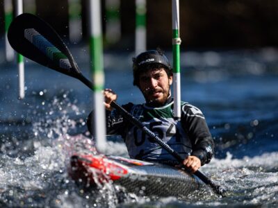 Lucas Jacob em ação na Taça do Mundo de Slalom em França